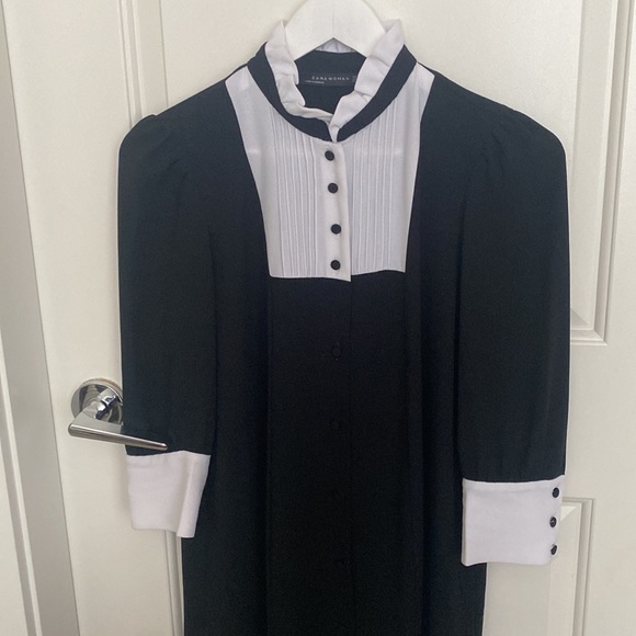 Tuxedo style black and white mini dress - Picture 2 of 5